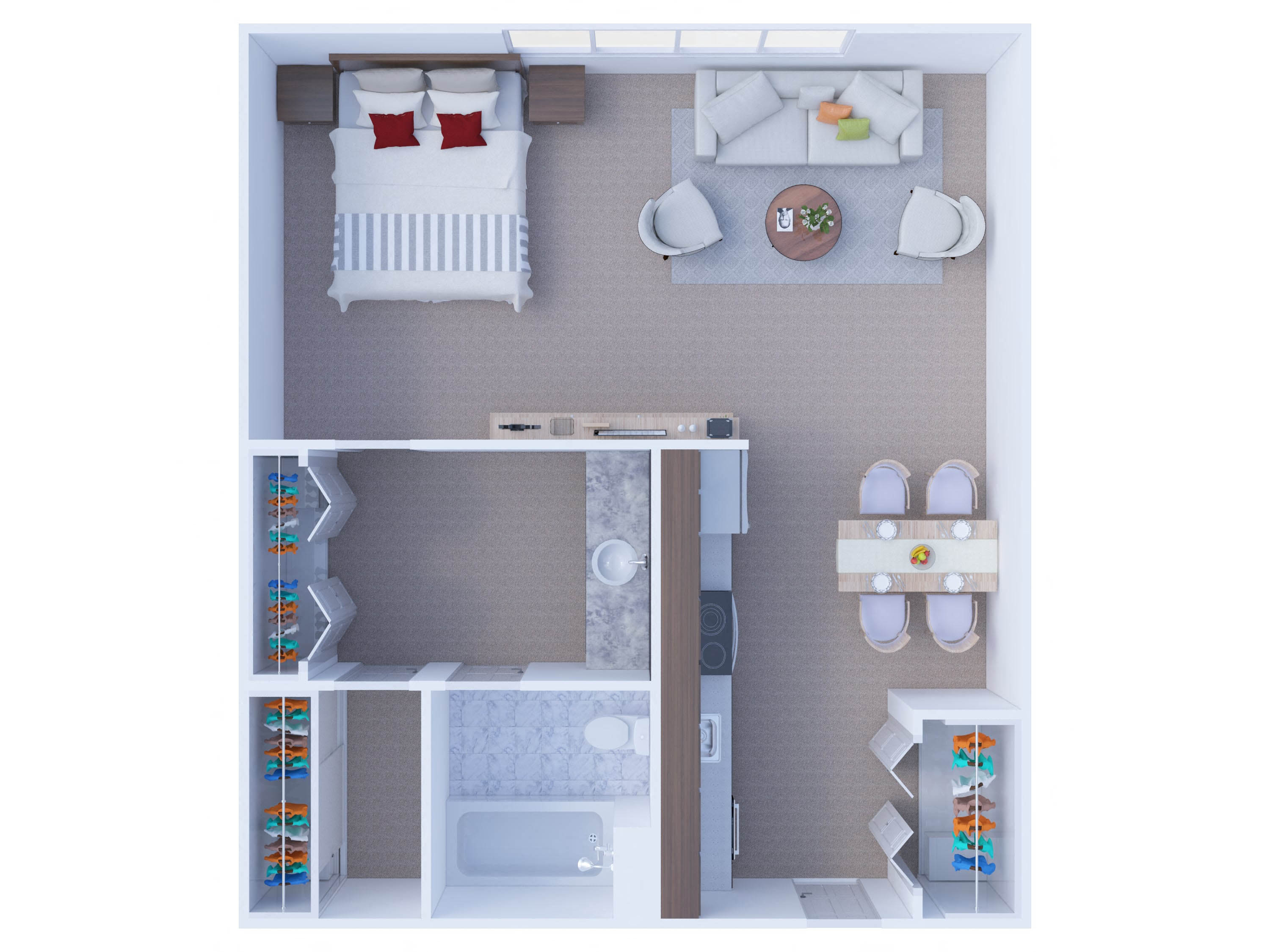 Floor plan for studio, 1 bath, 520 sqft